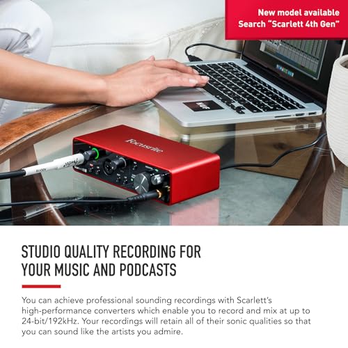 Focusrite Scarlett 2i2 3rd Gen USB Audio Interface for Recording, Songwriting, Streaming and Podcasting — High-Fidelity, Studio Quality Recording, and All the Software You Need to Record