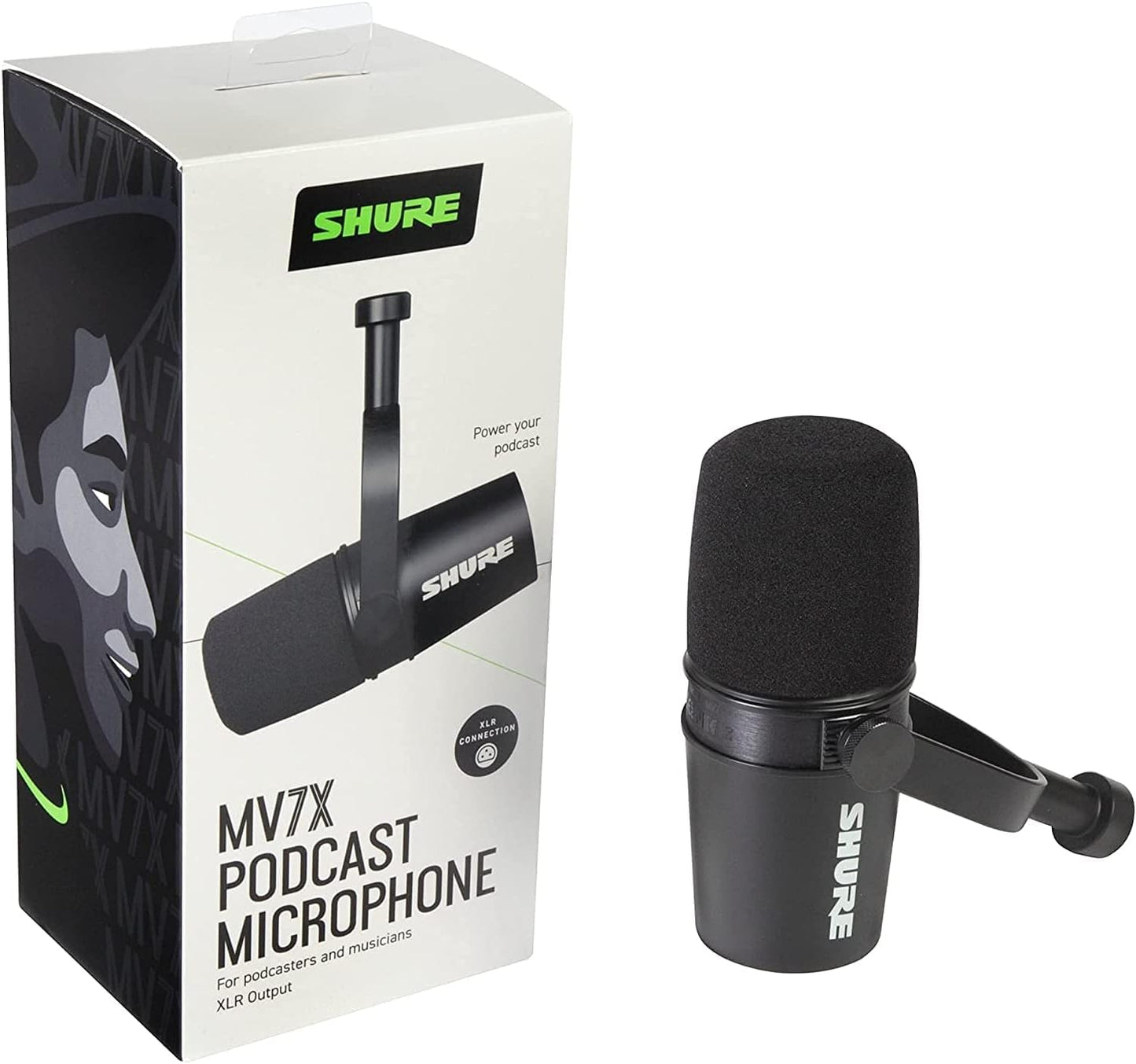 Shure MV7X XLR Podcast Microphone - Pro Quality Dynamic Mic for Podcasting & Vocal Recording, Voice-Isolating Technology, All Metal Construction, Mic Stand Compatible, Optimized Frequency - Black