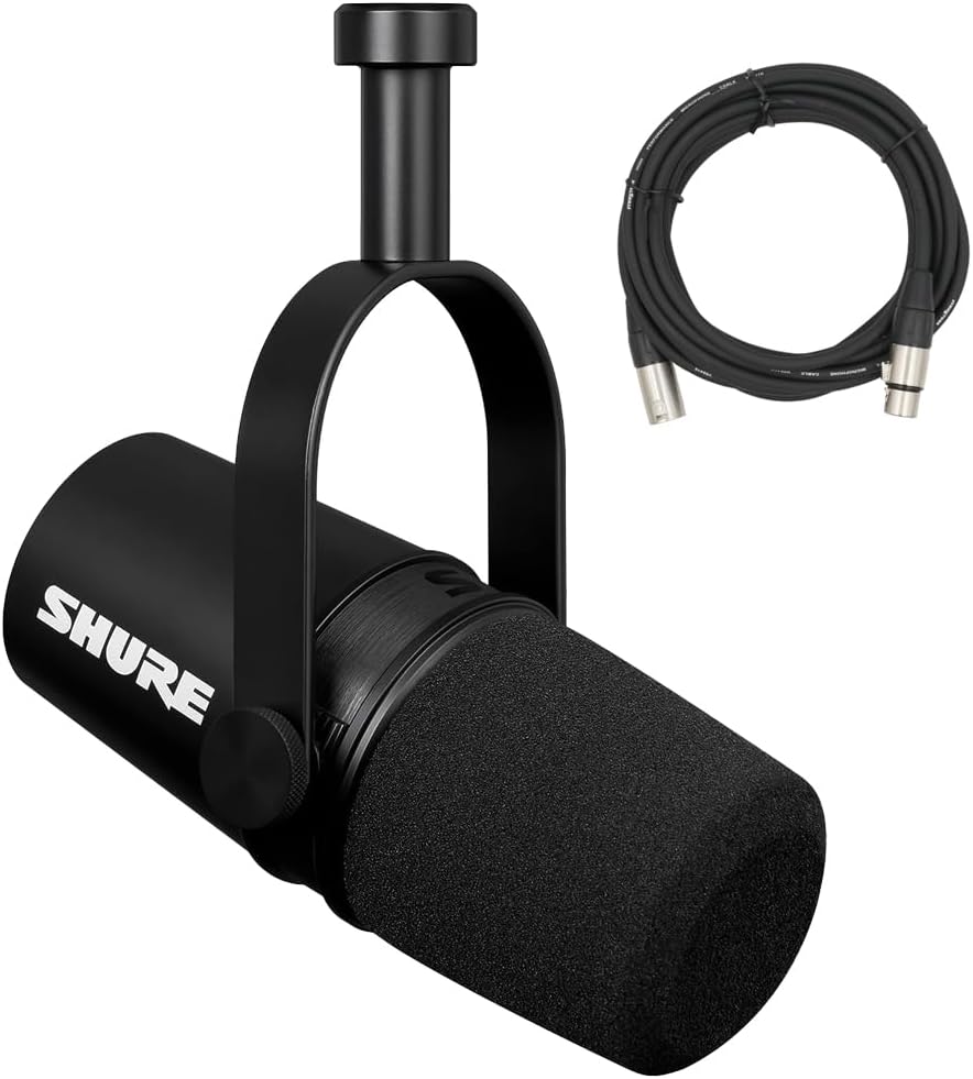 Shure MV7X XLR Podcast Microphone - Pro Quality Dynamic Mic for Podcasting & Vocal Recording, Voice-Isolating Technology, All Metal Construction, Mic Stand Compatible, Optimized Frequency - Black