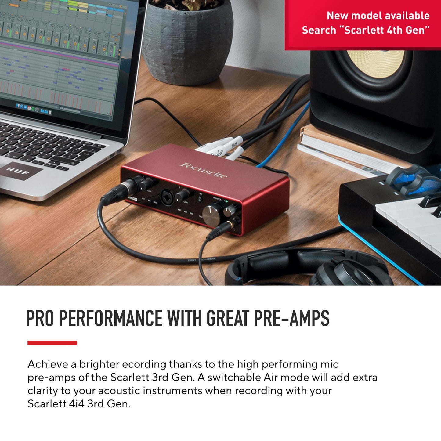 Focusrite Scarlett 2i2 3rd Gen USB Audio Interface for Recording, Songwriting, Streaming and Podcasting — High-Fidelity, Studio Quality Recording, and All the Software You Need to Record