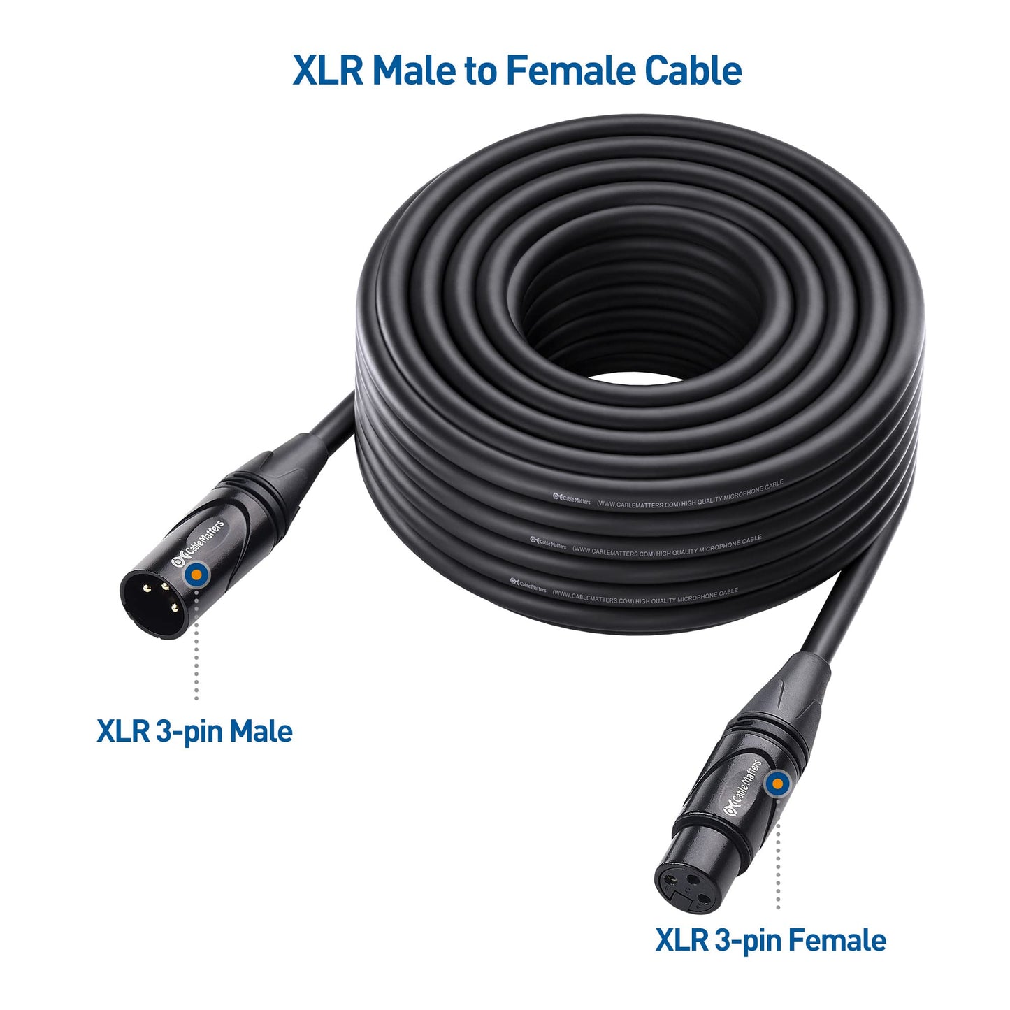 Cable Matters 2-Pack Premium XLR to XLR Cables, XLR Microphone Cable 6 Feet, Oxygen-Free Copper (OFC) XLR Male to Female Cord, Mic Cord, XLR Speaker Cables, Black