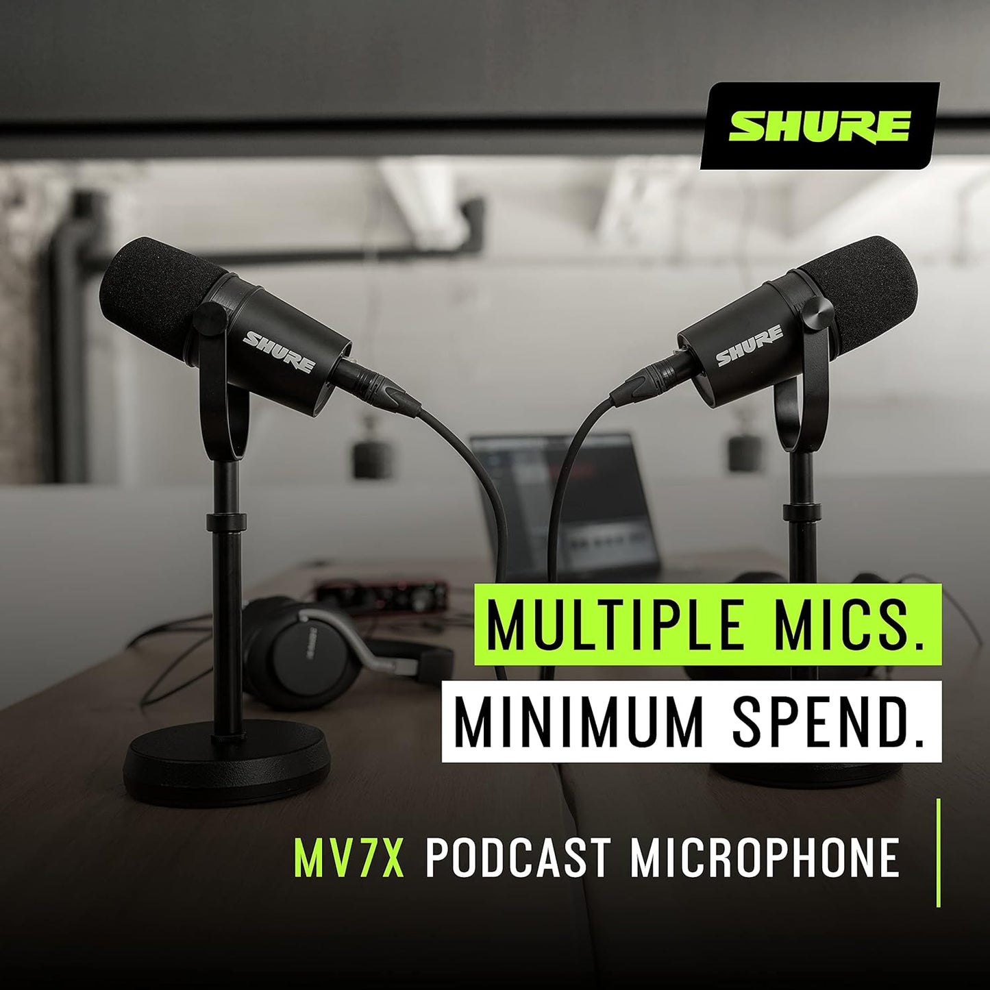 Shure MV7X XLR Podcast Microphone - Pro Quality Dynamic Mic for Podcasting & Vocal Recording, Voice-Isolating Technology, All Metal Construction, Mic Stand Compatible, Optimized Frequency - Black