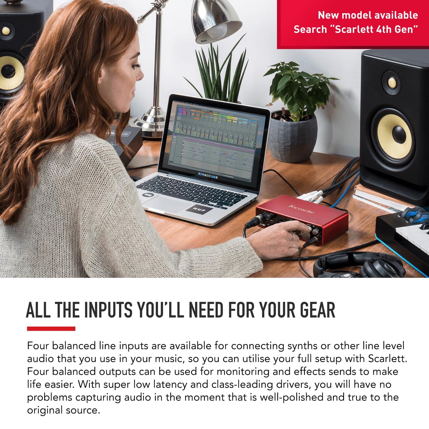 Focusrite Scarlett 2i2 3rd Gen USB Audio Interface for Recording, Songwriting, Streaming and Podcasting — High-Fidelity, Studio Quality Recording, and All the Software You Need to Record